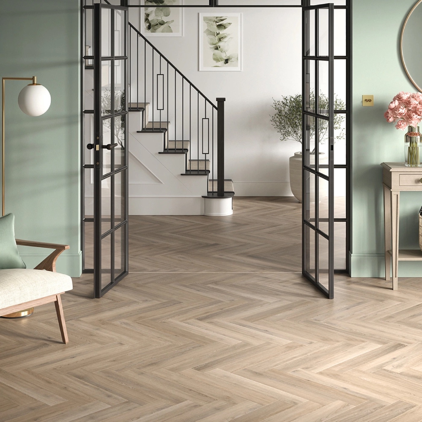 Palio by Karndean herringbone flooring in a hallway
